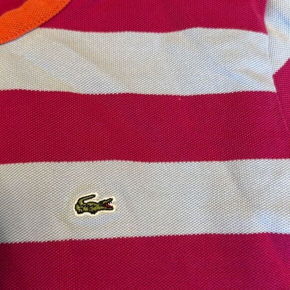 Lacoste vintage pink and blue striped long sleeve size 42 Has some bleach stai - Picture 3 of 8